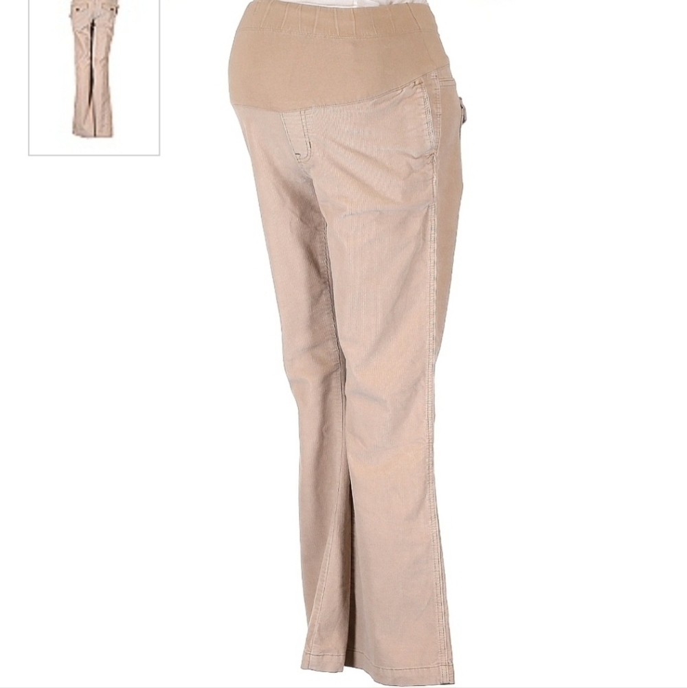 Gap Long and Lean Maternity Cream  Corduroy Pants Women's Size 6 Full Panel EUC